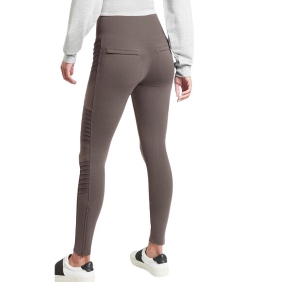 Athleta Delancey Moto Tight Size Medium Color Coffee House - Picture 2 of 14
